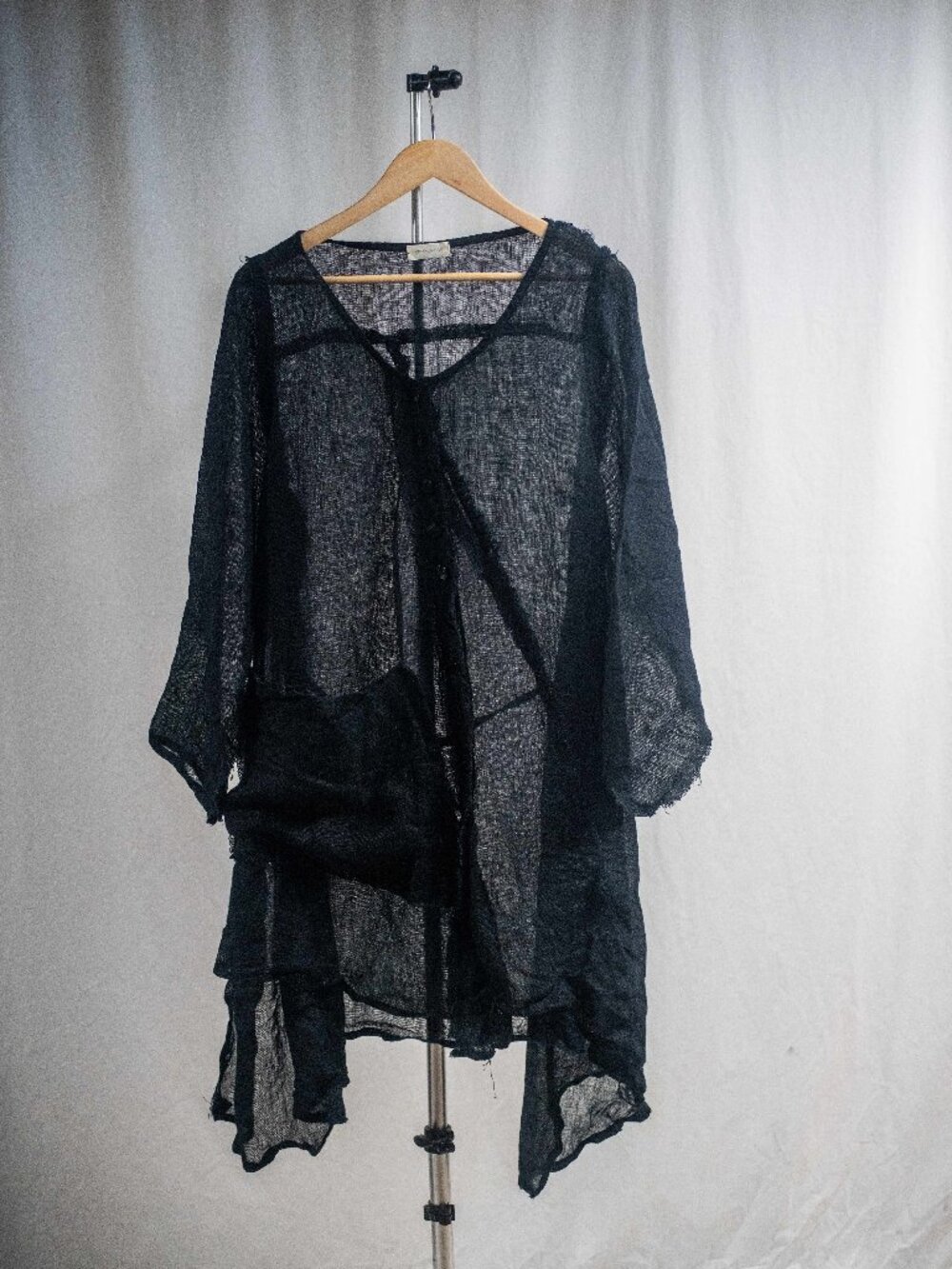 Krista Larson Black Gauze Lagenlook Tunic Top Layered Dress